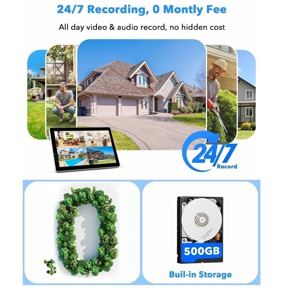 4MP Wireless Security Camera System Outdoor with Monitor 10CH CCTV Wifi NVR Kit
