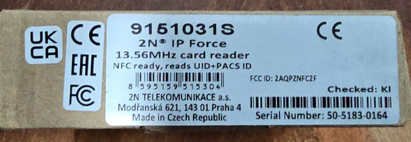 2N All Internal RFID Card Reader NFC Ready 13.56MHz, Wiegand