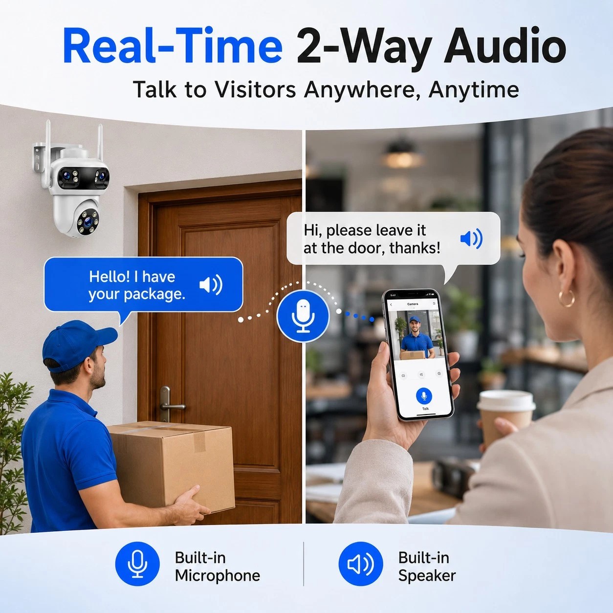 5G Wifi 10CH NVR Outdoor Wireless Security Camera System Triple Lens 2 Way Audio