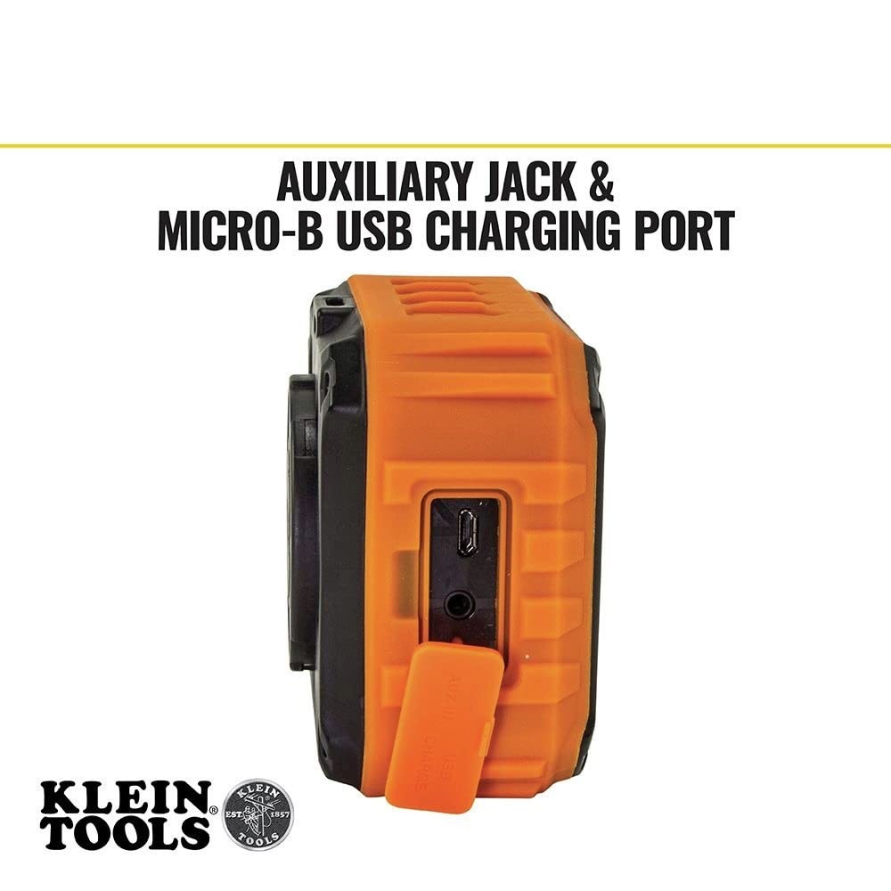 Klein Tools AEPJS1 Bluetooth Speaker, Wireless 1 Pack, Orange, Black, Gray