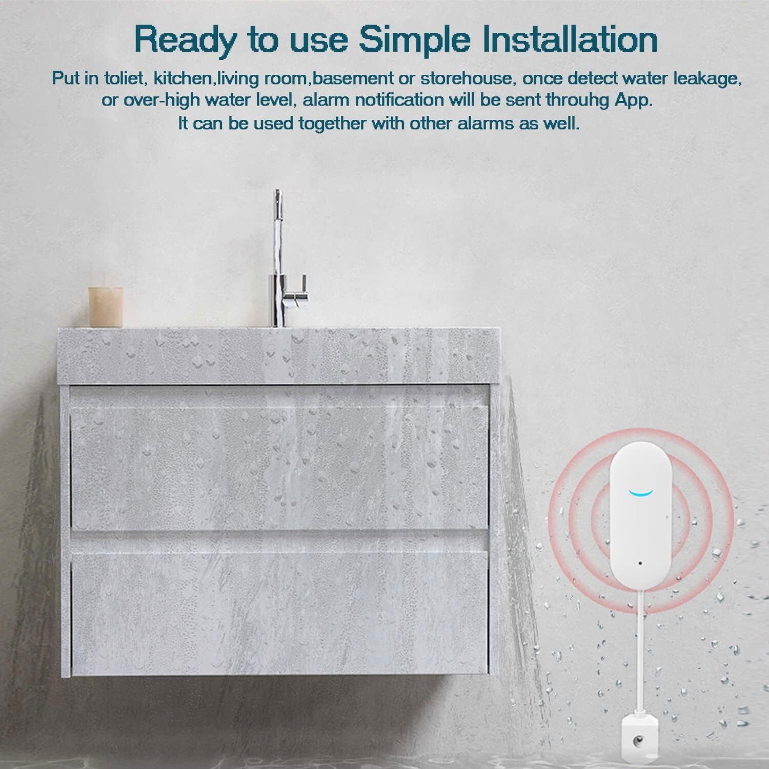 Smart Water Leak Sensor Detector APP Alarm WiFi Home Water Leak Detector Lot