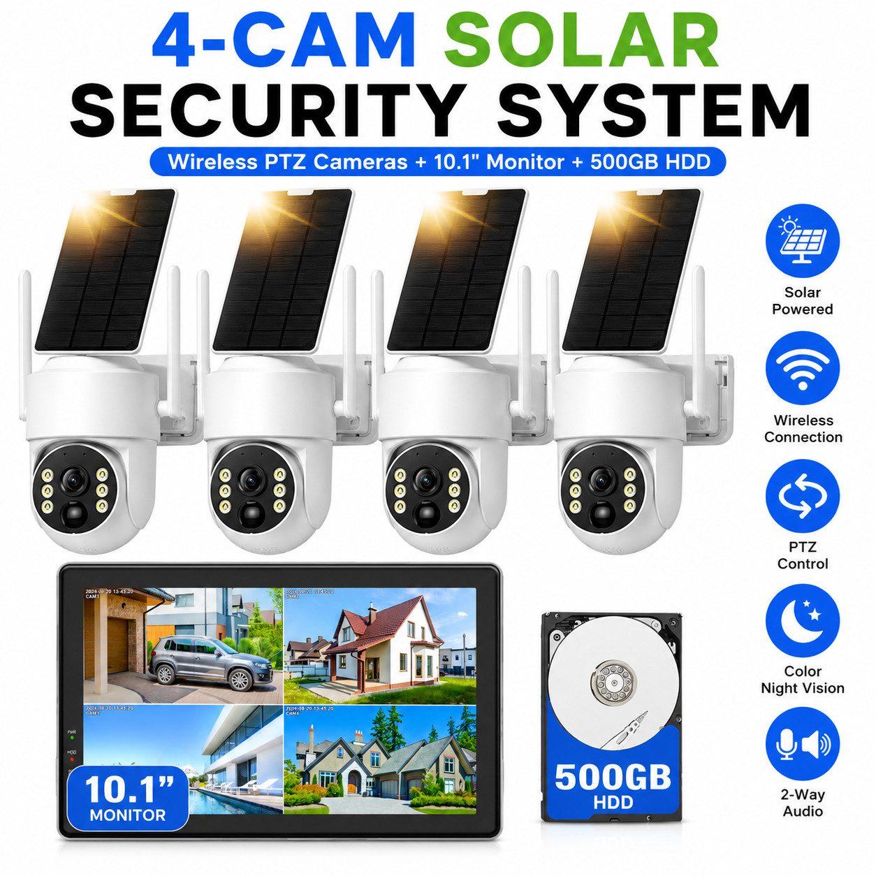 CAMCAMP Solar Security Camera System Wireless 2K Wifi Home Outdoor IP Camera HDD