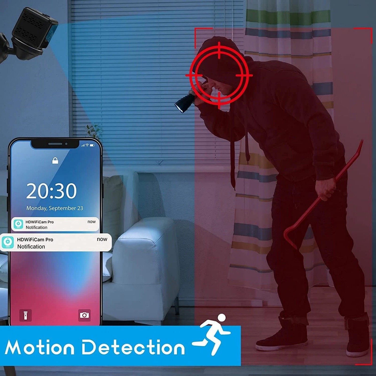 Mini Wireless Security Camera 1080P Night Vision Motion Alert Remote iOS Android