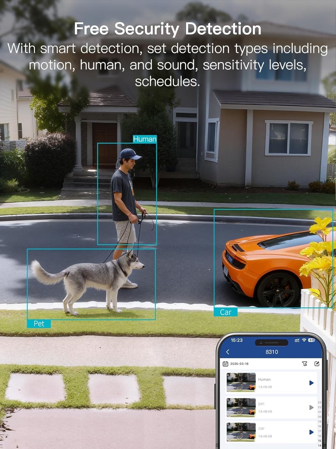 Security Camera, 2.5K Indoor/Outdoor Cameras for Home, 4MPixels IP66 2-Way Audio