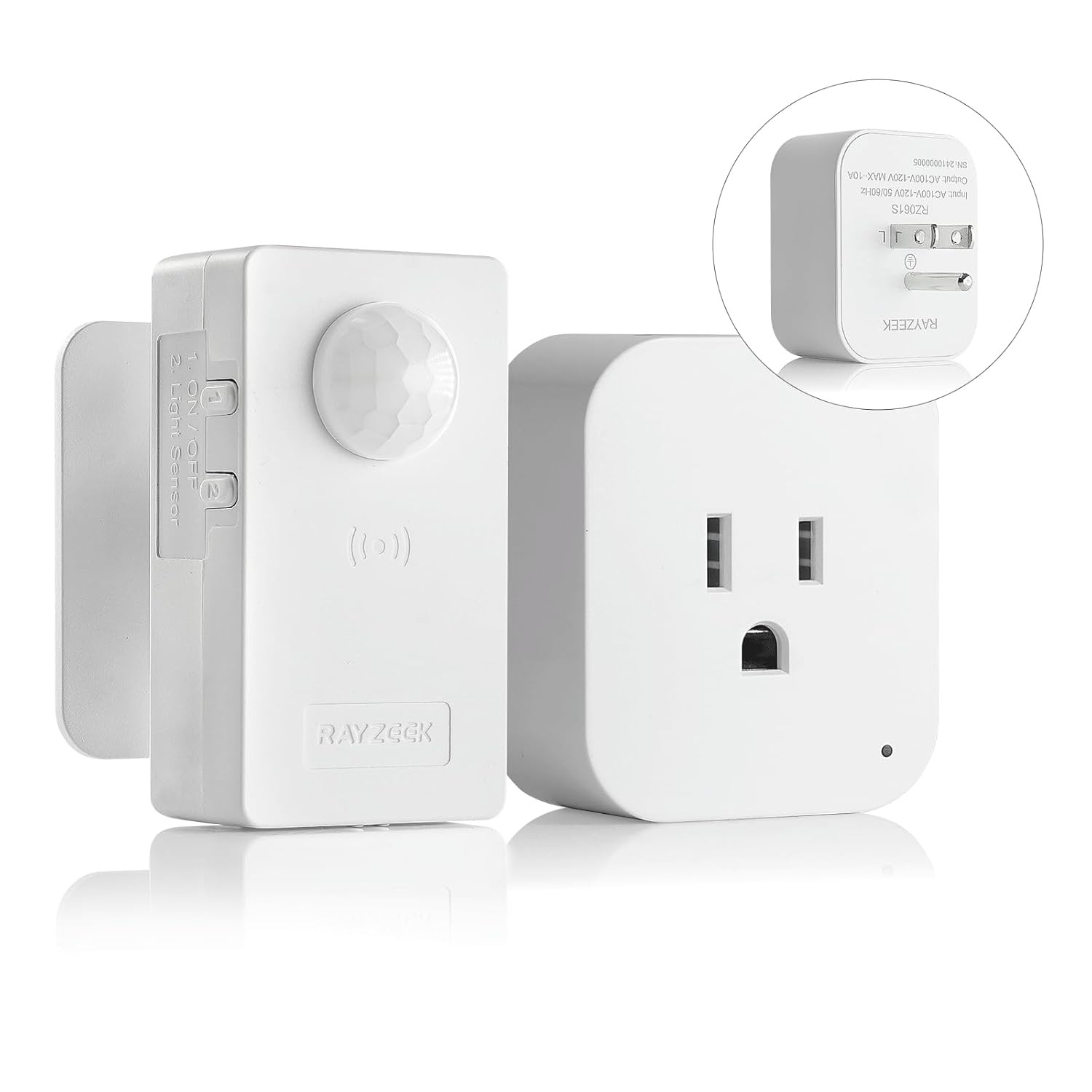 Wireless Motion Sensor Plug Kits,No-Wire Mini PIR Sensor Switch Control Plug to