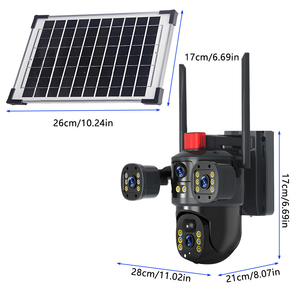 Solar Battery Powered Wireless WiFi Outdoor Pan/Tilt Home Security Camera CCTV