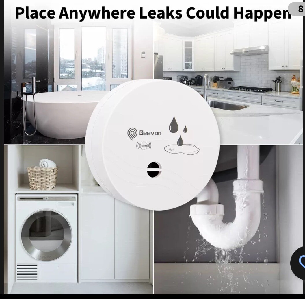 Geevon 4 Pack Water Leak Detectors, 100dB Water Sensor Alarms Flood Detector