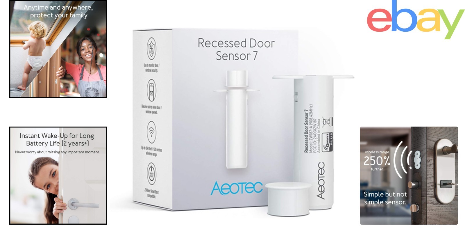 Z-Wave Plus Smart Door Sensor for Home Security with Magnetic Contact System