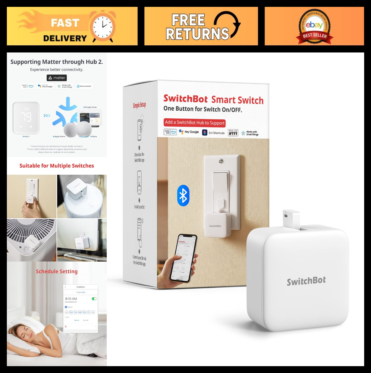 Smart Switch Button Pusher – Bluetooth Fingerbot for Rocker Switches, App Contro