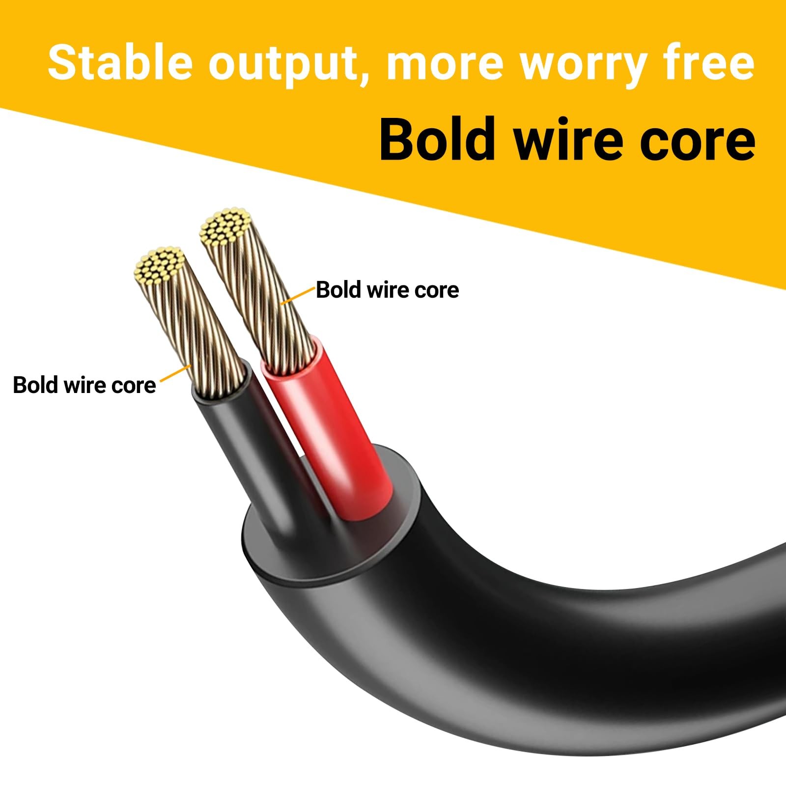 0.8ft 16 AWG DC Power Terminal Cable 5.5×2.5mm Male Plug To Bare Wire 2 PCS