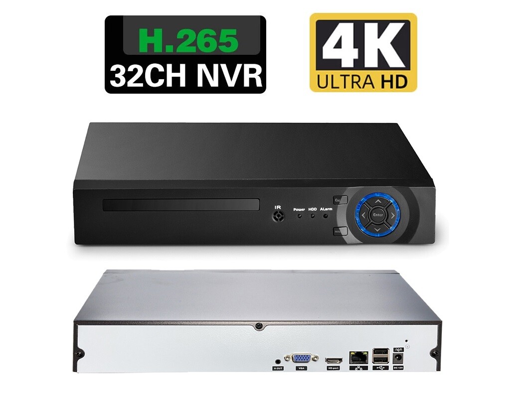 H.265 32CH NVR HD IP 1080P 5MP 4K Security Video Recorder 1HDD Bay, P2P