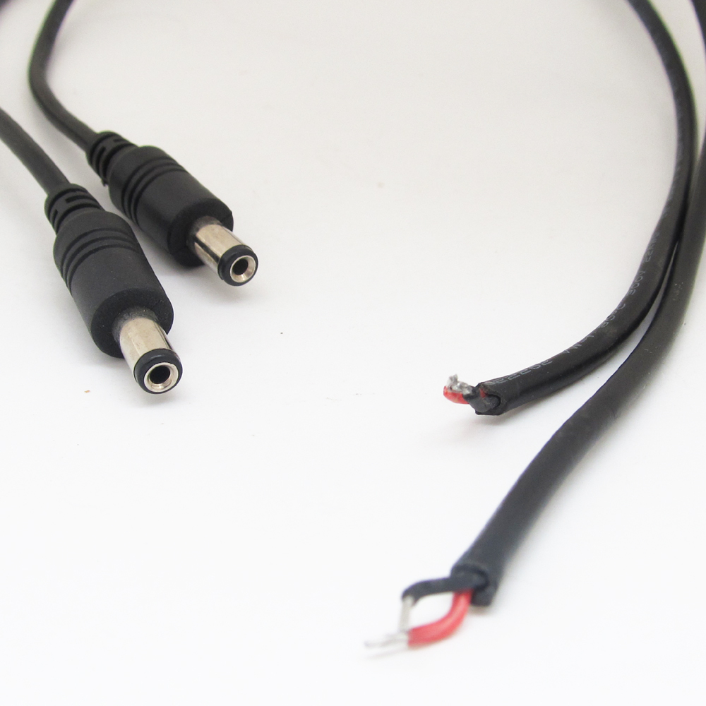 100pcs 50cm 22AWG DC Power Cable Pigtail 5.5×2.1mm 2.1mm DC Male For CCTV Camera