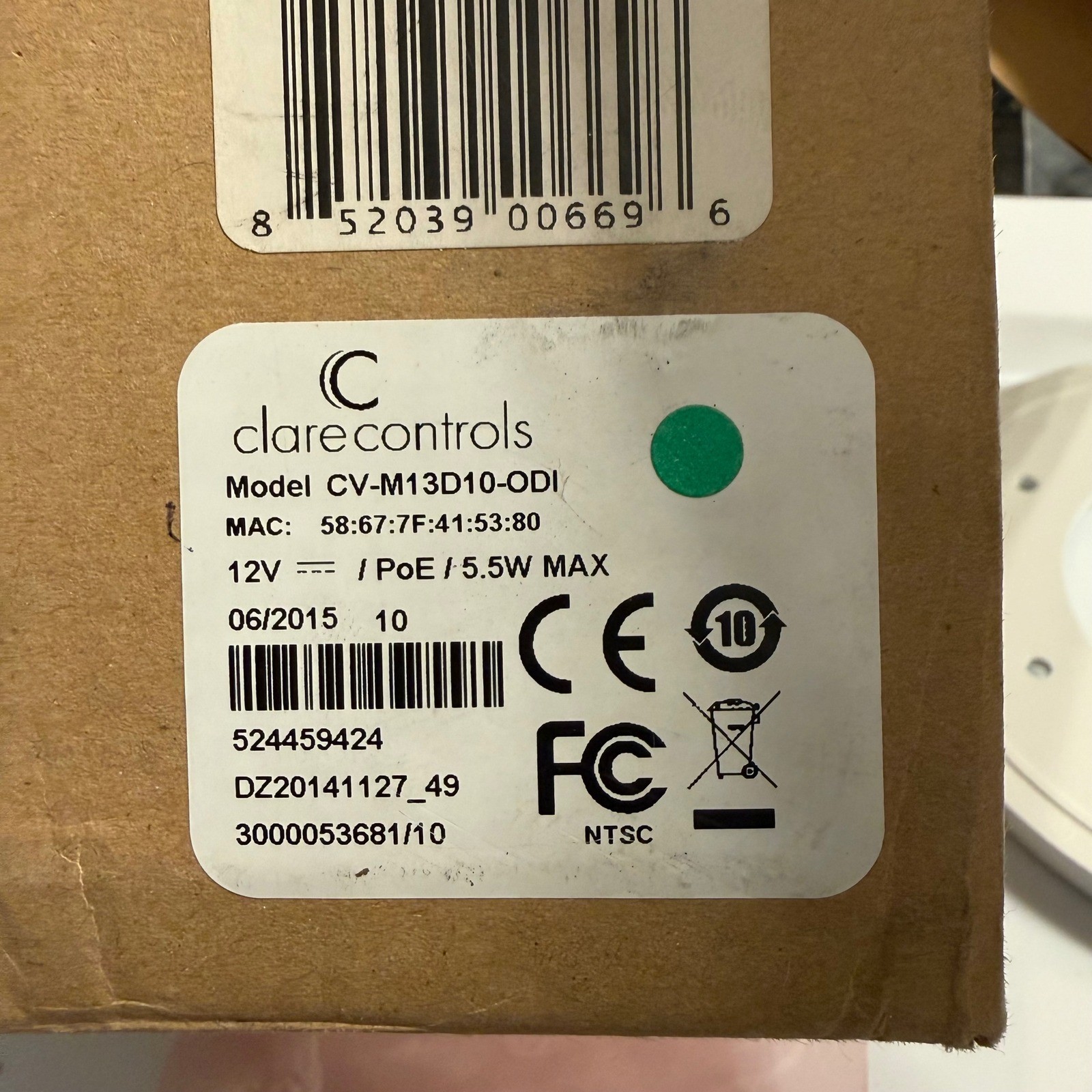 Clare Controls CV-M13D10-ODI Outdoor IP Dome Camera White PoE Night Vision
