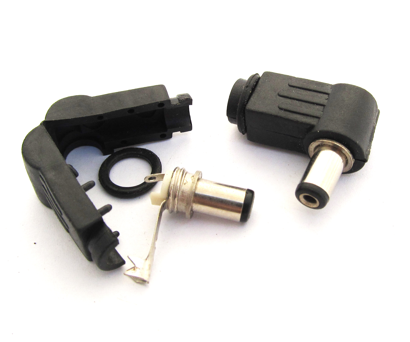 50pcs Right Angle 2.1×5.5mm 2.1mm DC Power Male Plug Soldering Connector Black