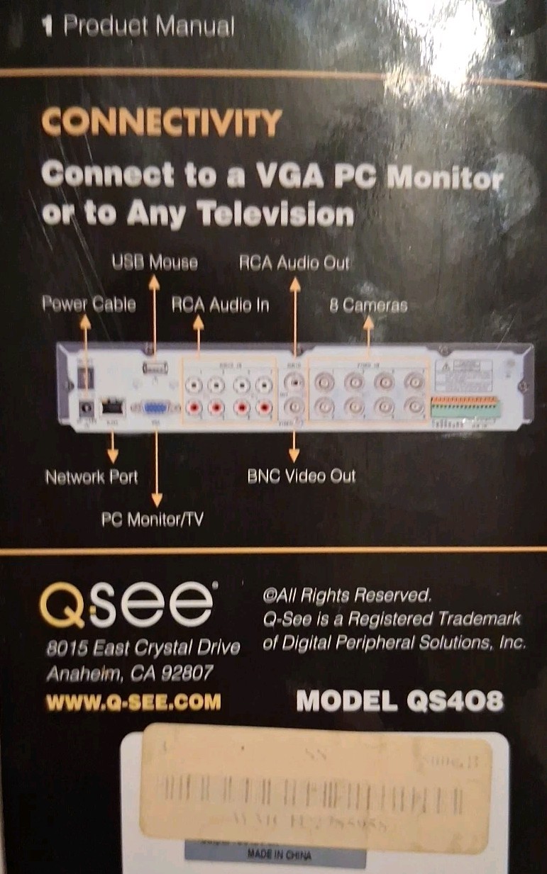 Q-See Security DVR W/500Gb- 4 Cams,Mouse,Remote,email Alert,Motion Det. New