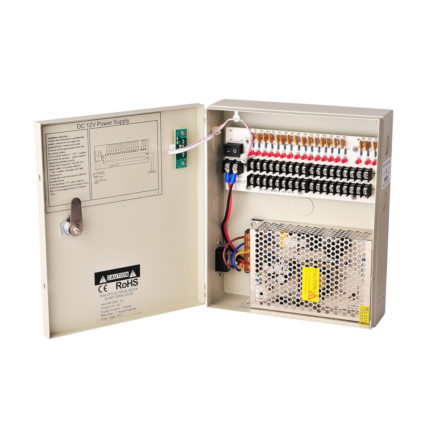 Metal Housing CCTV Power Supply, 18 Outputs