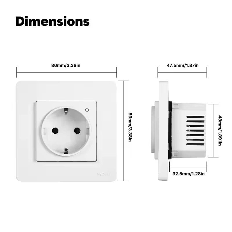 Tuya ZigBee Smart Socket EU Wall Embedded Outlet Energy Monitor Indicator App Re