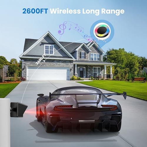 Solar Wireless Driveway Alarm with 2600FT 1 Carbon Black Receiver and 2 Sensor