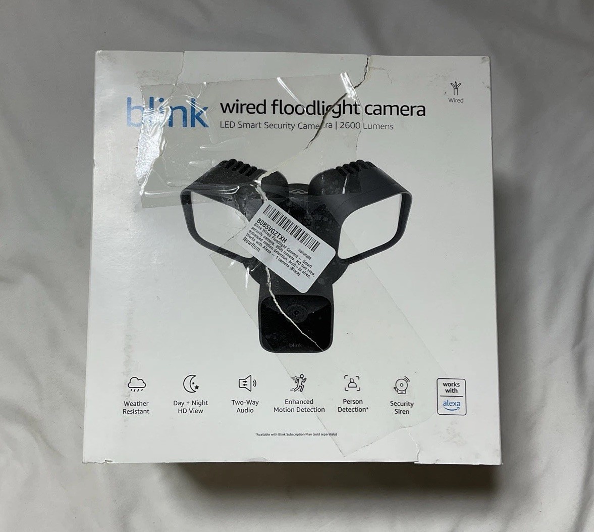 Blink Wired Floodlight Smart security camera 2600 lumens HD Black DAMAGEDBOX G9
