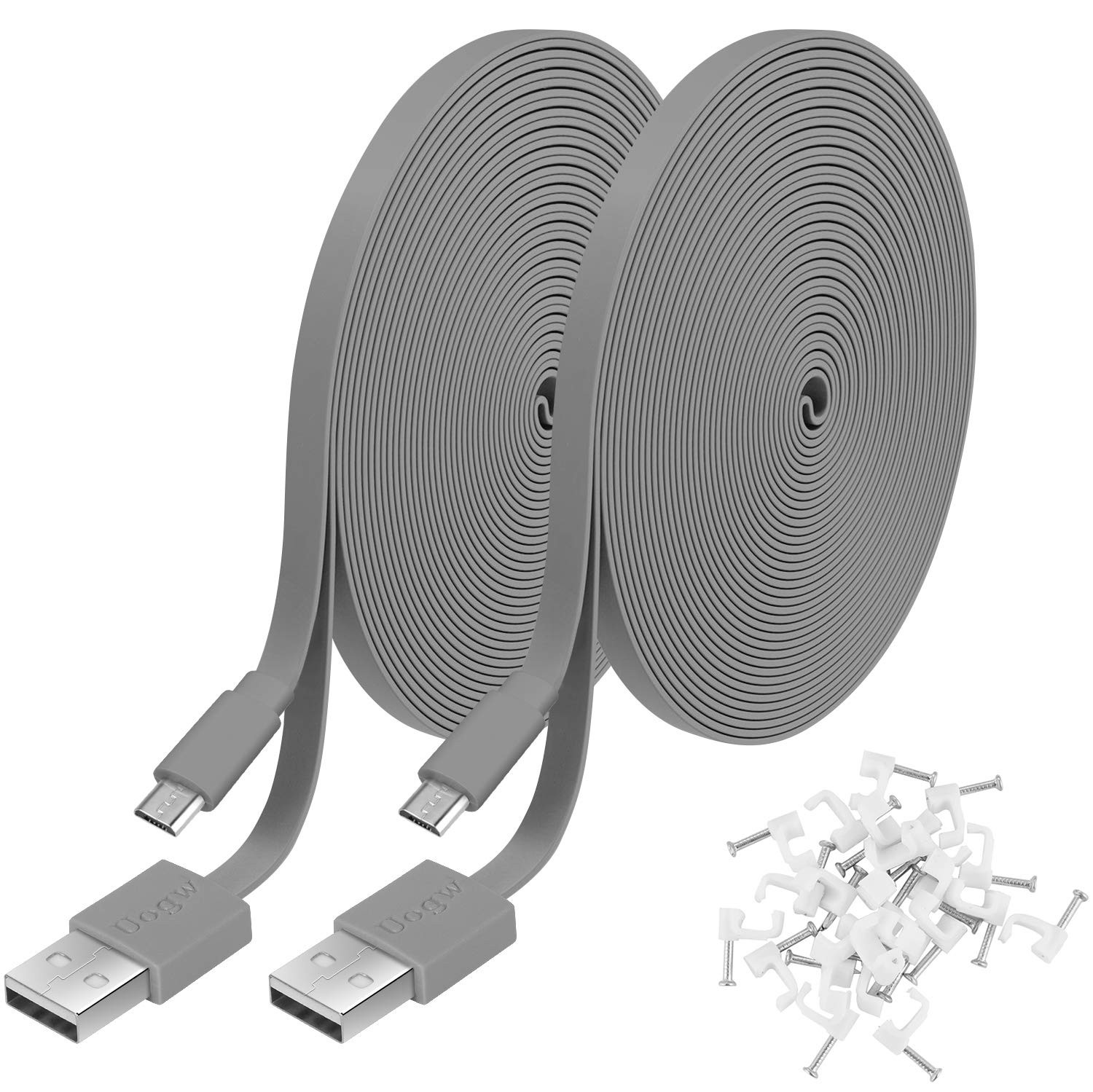 2 Pack 20FT Power Extension Cable Compatible with Wyze Cam Grey