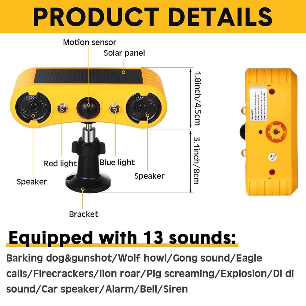 2X Outdoor Solar Wireless Motion Sensor Alarm 13 Sound Detector 130db Loud Noise
