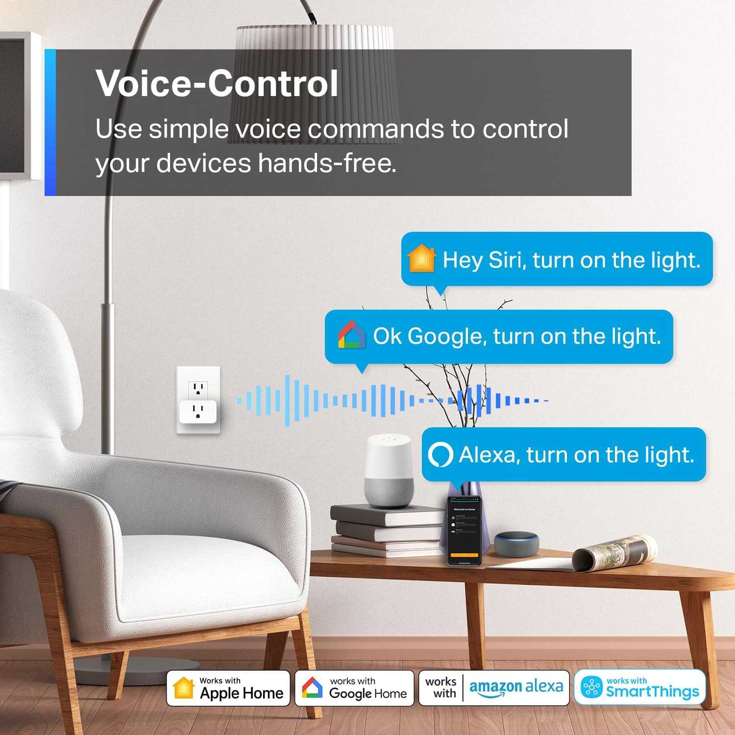 Matter Compatible Smart Plug Mini, Compact Design, 15A/1800W Max, Super Easy Set