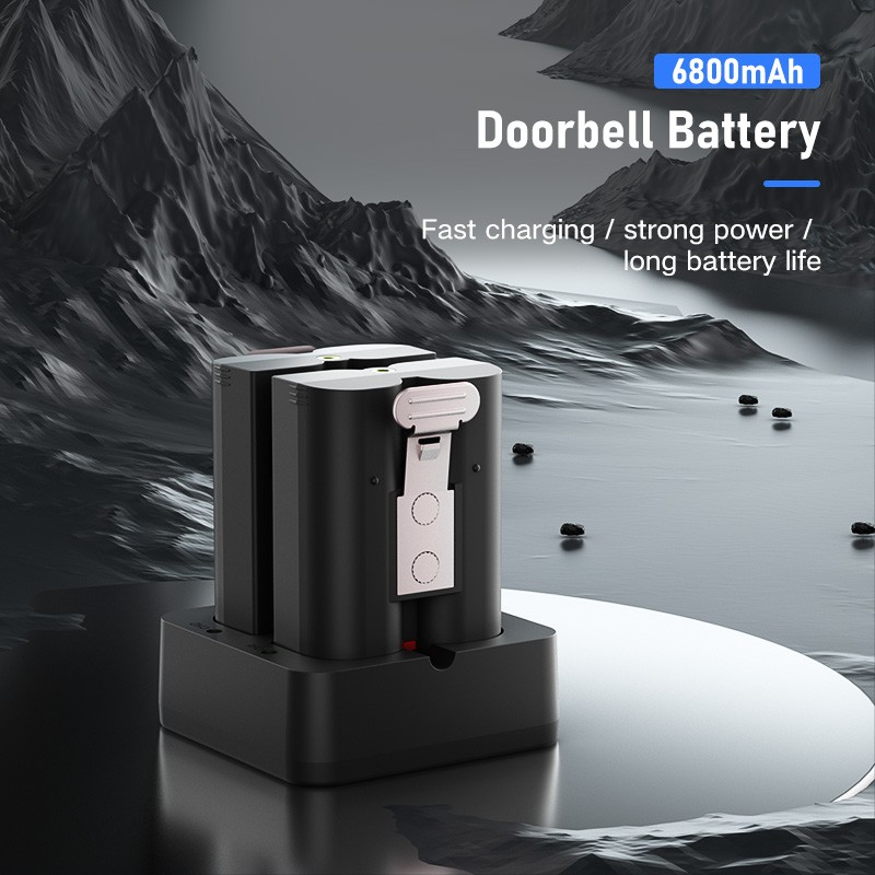 2PCS 6800mAh Replacement Lithium Battery with Charger for Ring-Doorbell Camera