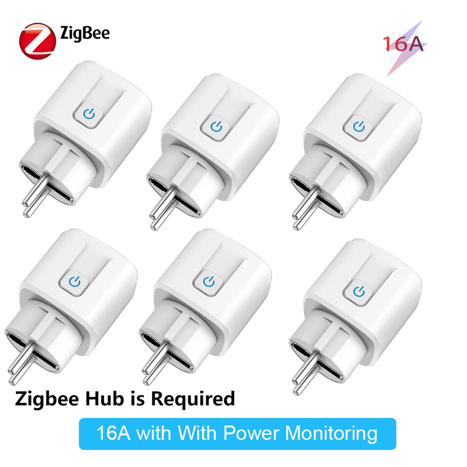 16A/20A Tuya ZigBee 3.0 Smart Plug EU Power Monitor Wireless App Voice Remote Co