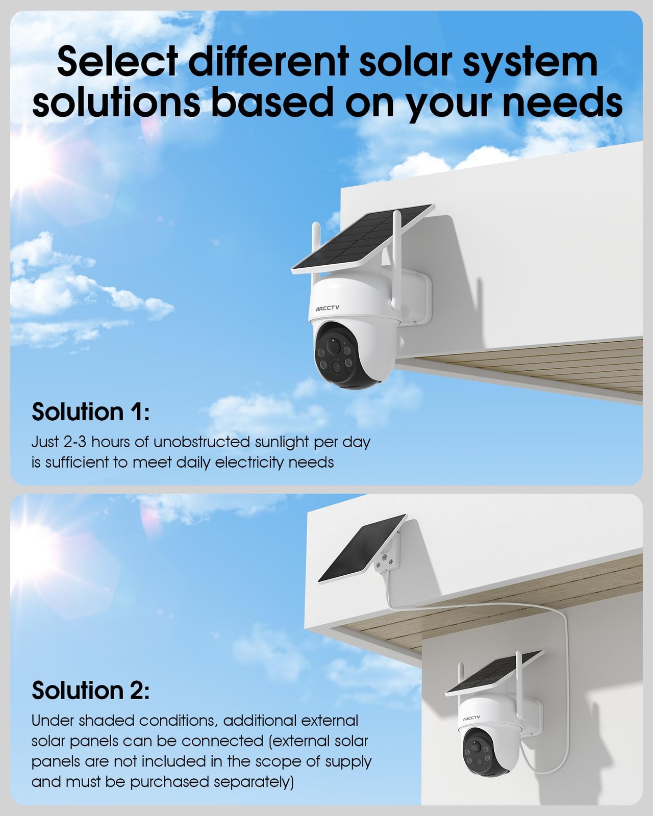 ARCCTV Solar Security Cameras Wireless Outdoor, 4MP 360° View Battery…