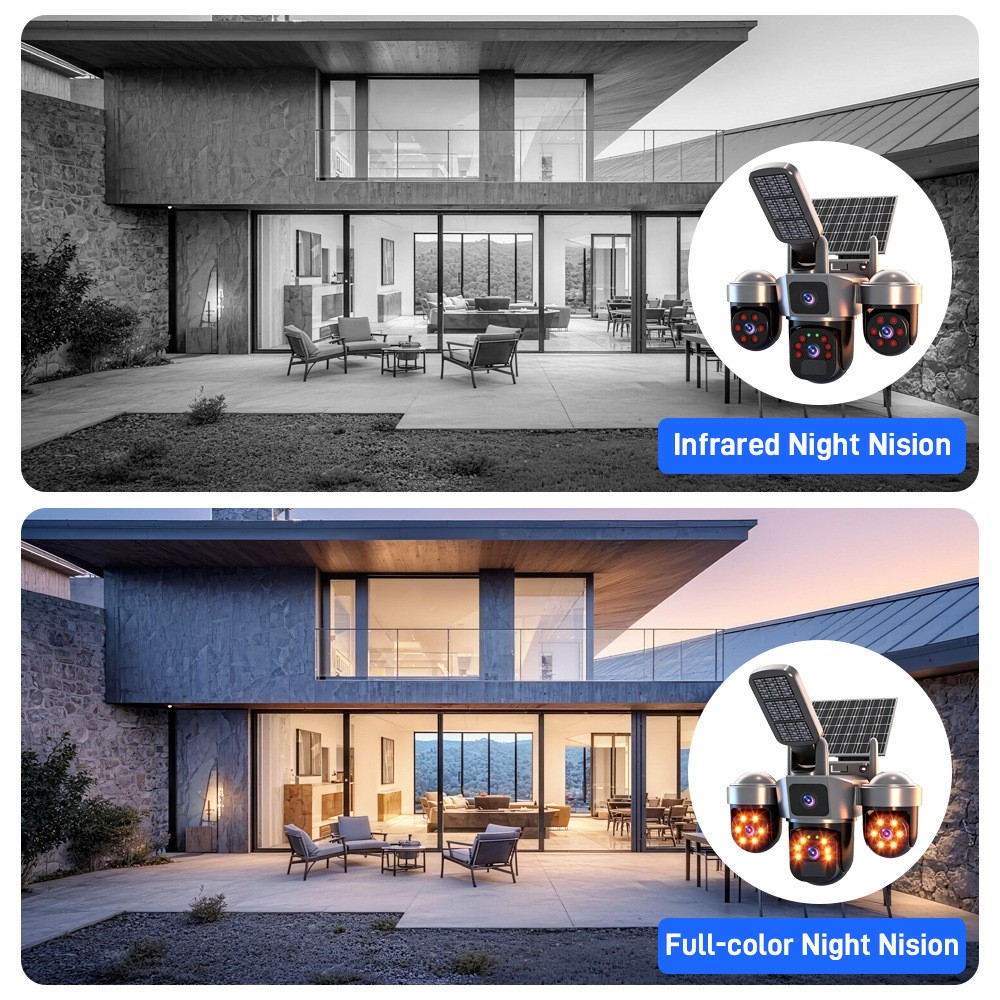 4PCS Camara De Seguridad Solar Inalambricas Para Exterior Con Vision Nocturna HD