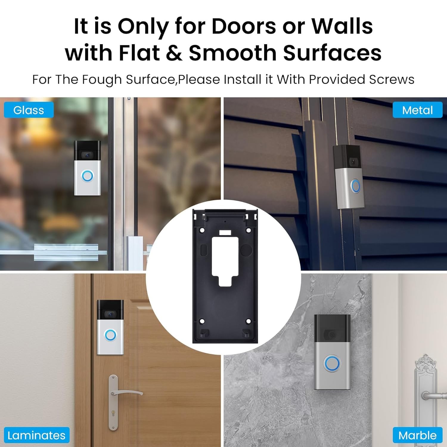 No-Drill Adhesive Mount for Ring Video Doorbell (2nd Generation – 2020 Release),