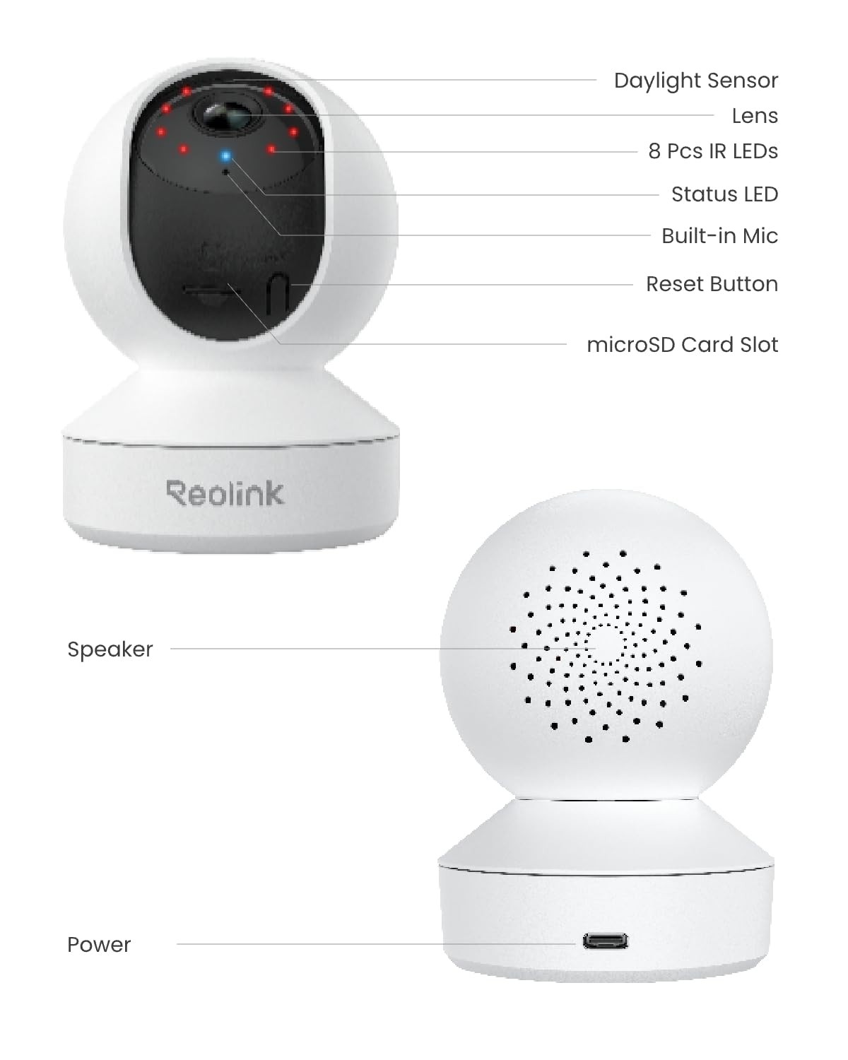 REOLINK Home Security Camera System, E1(2 2 Count (Pack of 1), White-2Pack