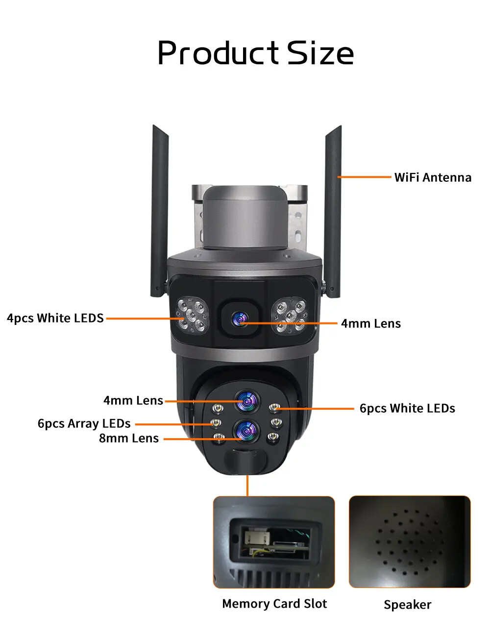 Solar Camera Outdoor 6K 12MP Three Lens Security Human Auto Tracking CCTV Camera