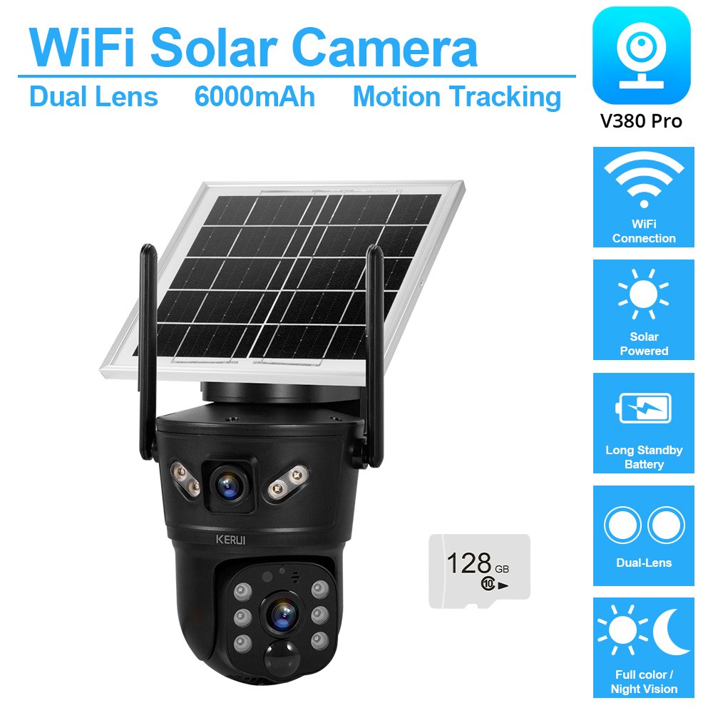 HD 6MP Wireless Solar Power WiFi Outdoor Home Security IP Camera Night Vision US