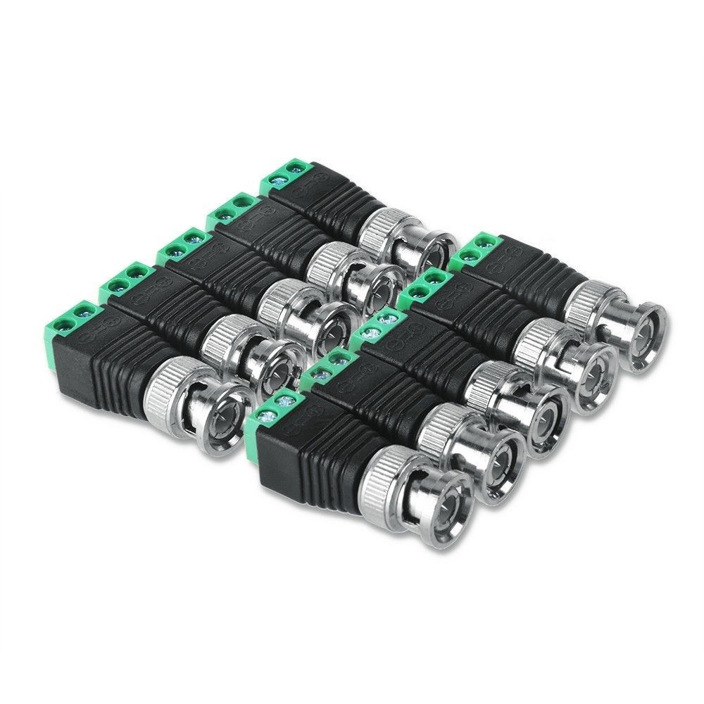 10 Male Coax CAT5 To Coaxial BNC Cable Connector adapter Camera CCTV Video Balun