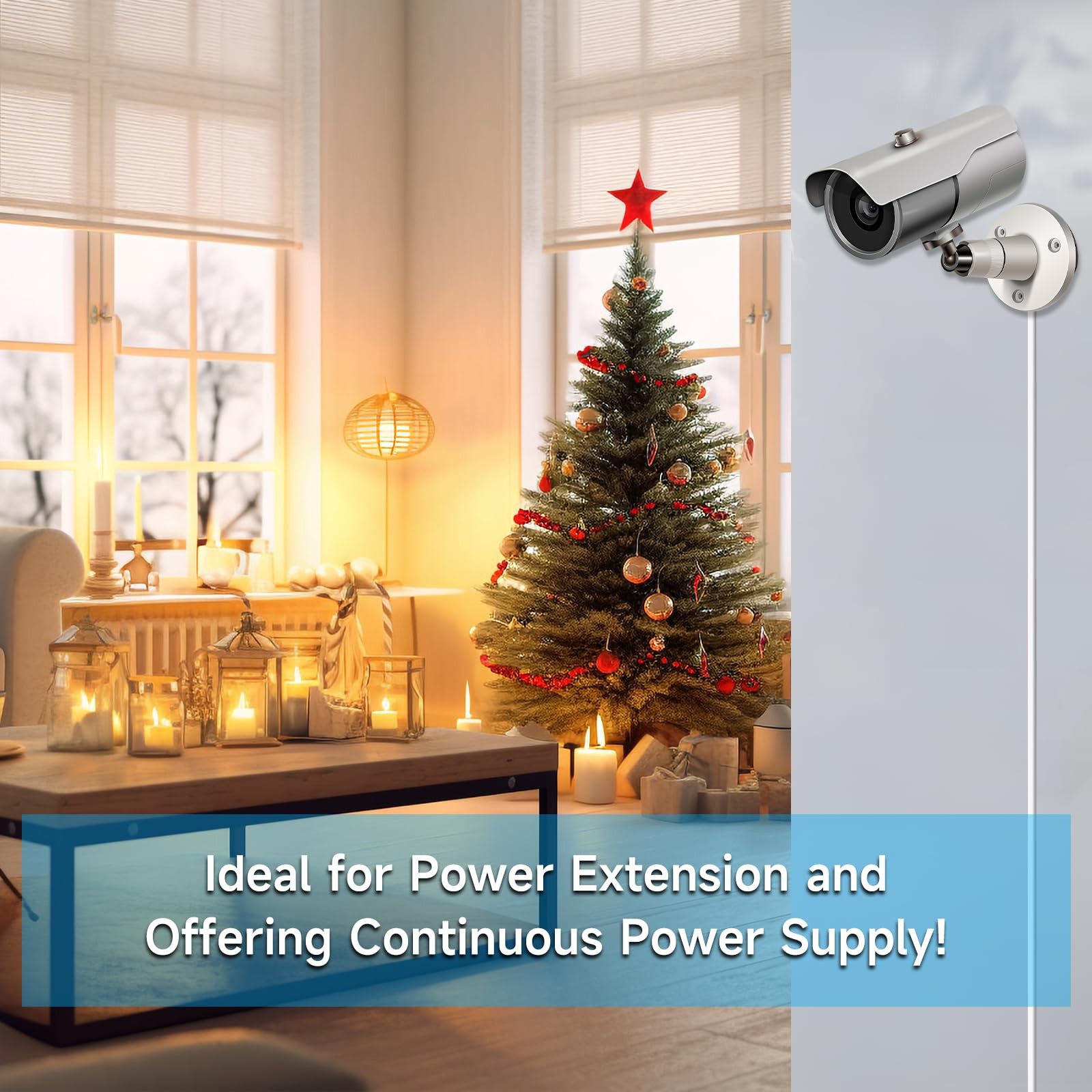 2 Pack 20ft Dc Power Extension Cable 2pcs Dc 12v Power Adapter Extension Cord 2.