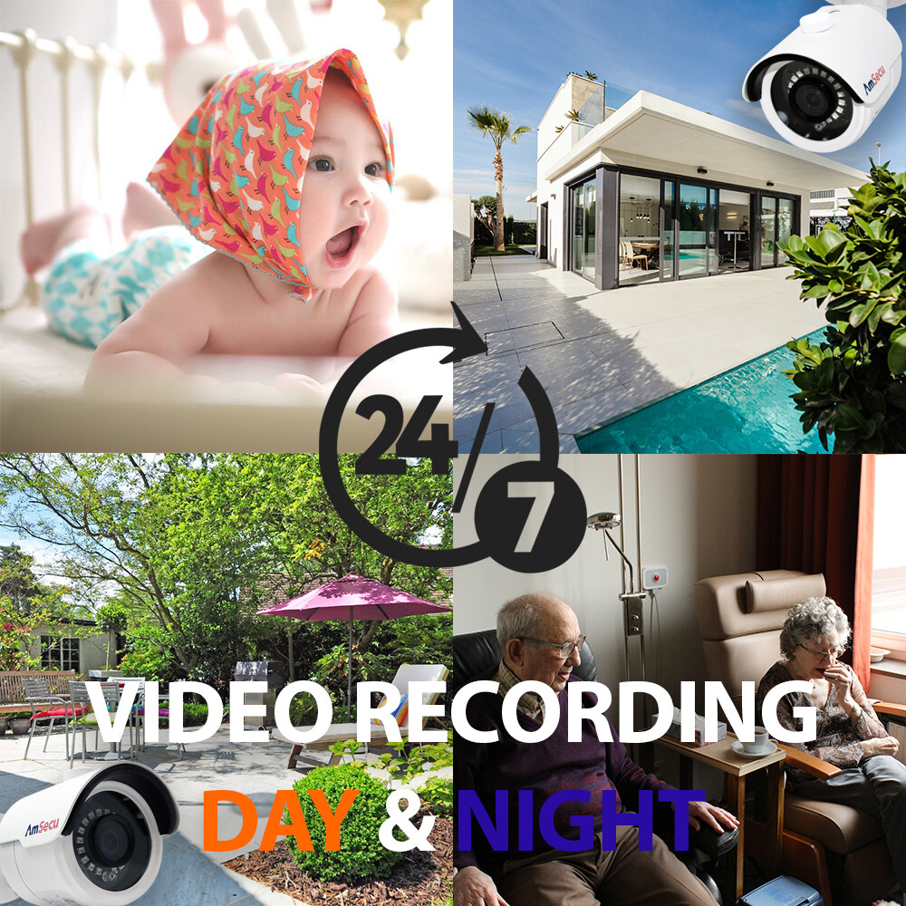 AmSecu 4K 4CH Smart Security Camera System w/ 4 x 4K 8MP 3.6mm Bullet Cameras