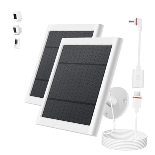 Solar Panel for Ring Camera, 2 Pack 4W Solar Charger Compatible with White 2PCS