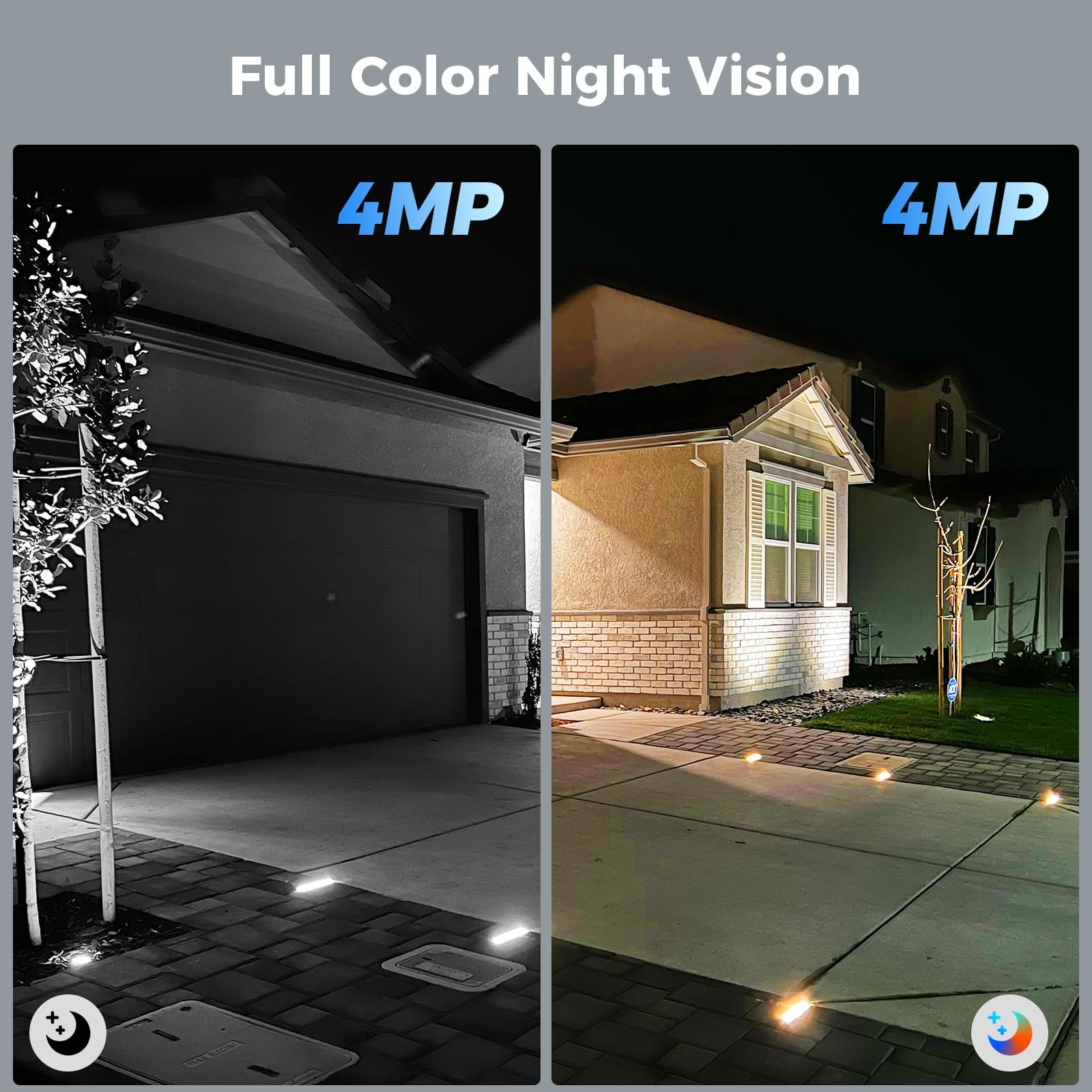 Hiseeu Solar Security Cameras Wireless Outdoor 2 Pack, Battery 2C90-White