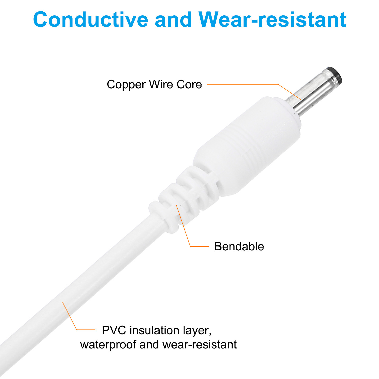 6 Pcs 3Ft Male to Female Plug 3.5 x 1.35mm DC Power Extension Cord Cable White