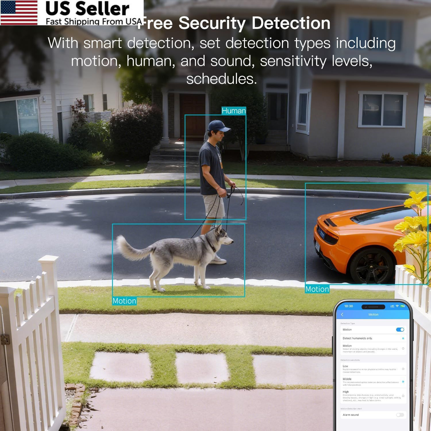 VIMTAG 2.5K Cameras for Home Security 4MP, 2Pack, White,4MP, 2Pack