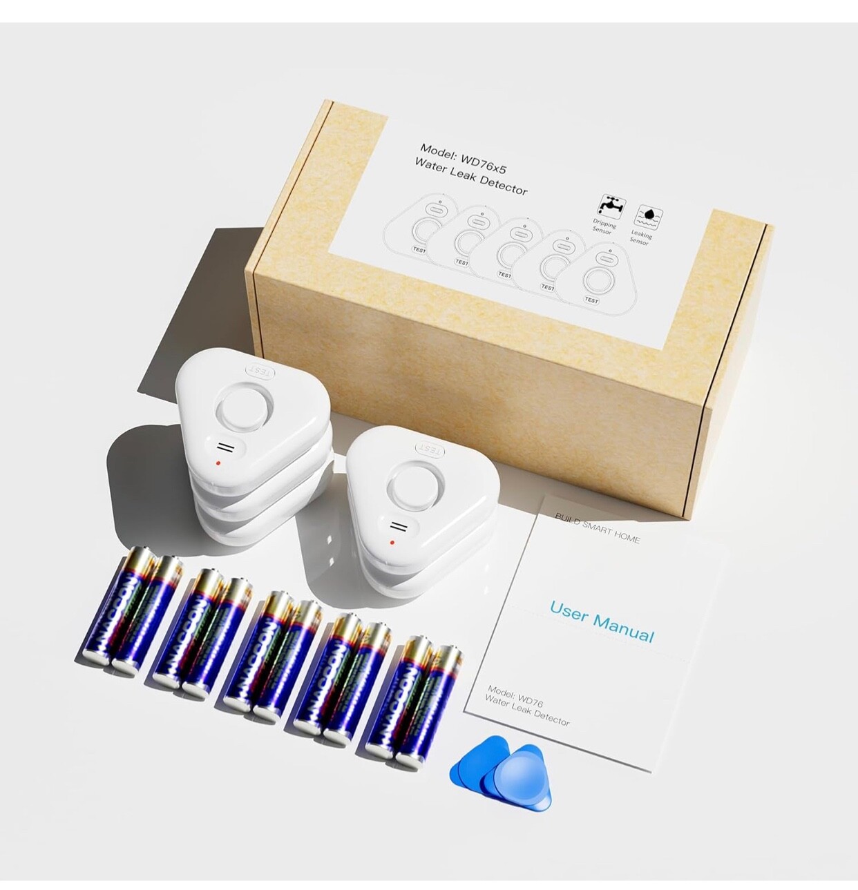 5+Pack+Water+Leak+Detectors+for+Home,+Stechro+4+Levels+Adjustable+Audio+0-120dB