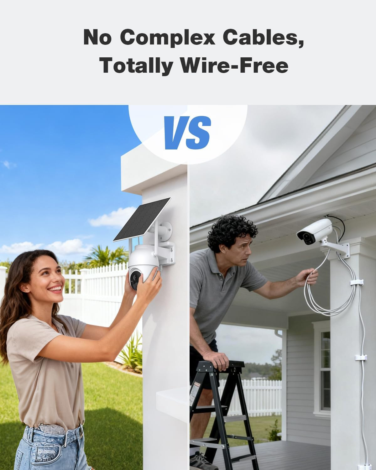 Solar Security Cameras Wireless Outdoor with Built-In Local Storage, No Subscrip