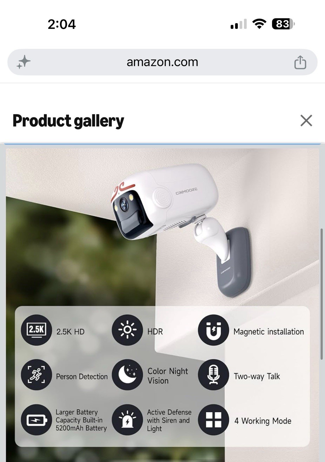 Security Camera Wireless Outdoor, 2.4G WiFi, Cameras for Home Security Indoor,