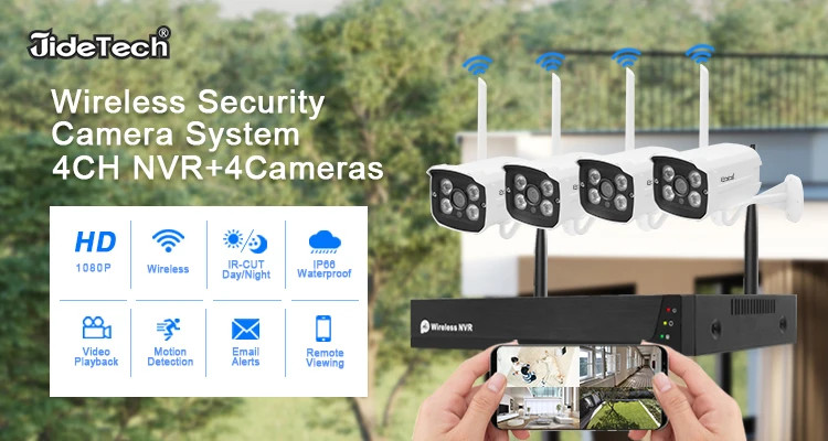 Tuya Alexa Wireless Security Camera System 1080P 4Pcs 8CH NVR 1TB HDD Outdoor