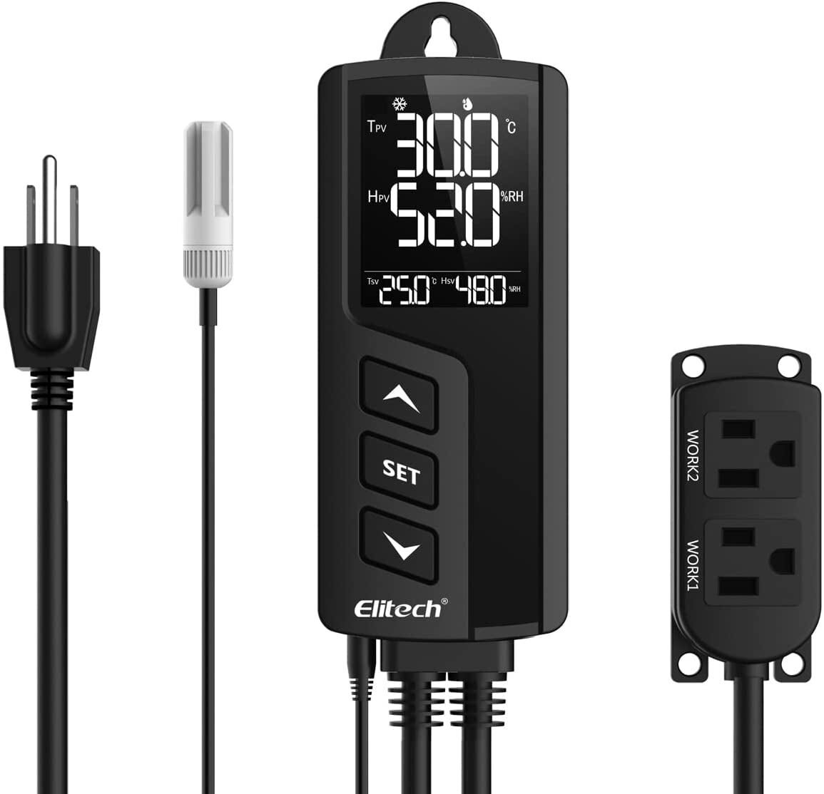 Elitech STC-1000Pro TH Digital Temperature Humidity Controller Thermostat Outlet