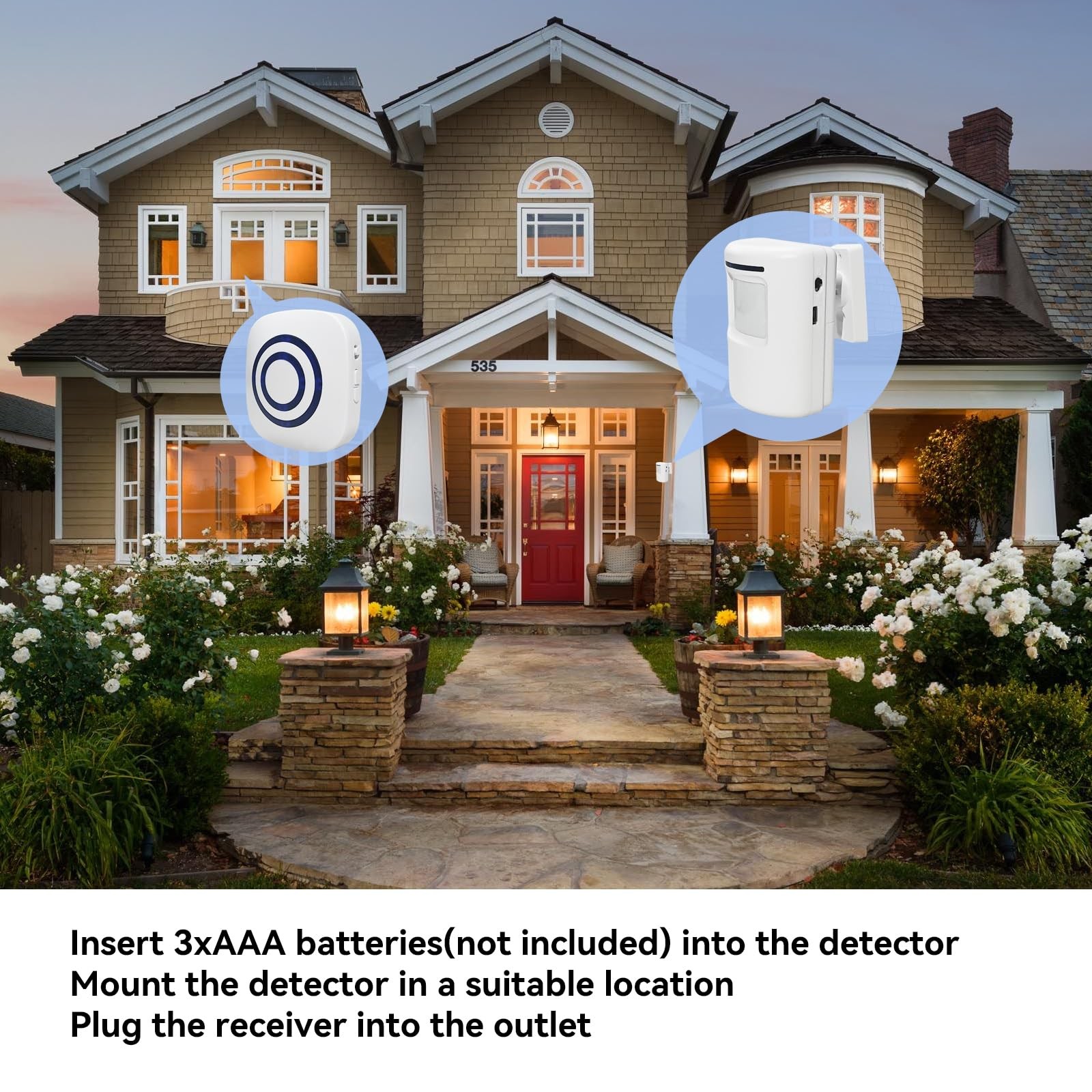 Long Range Wireless Driveway Alarm- Security Driveway Alert Motion Detector D…