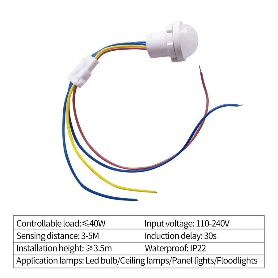 2 Pcs PIR Motion Sensor Smart Switch Infrared Light 110V to 220V Time Delay