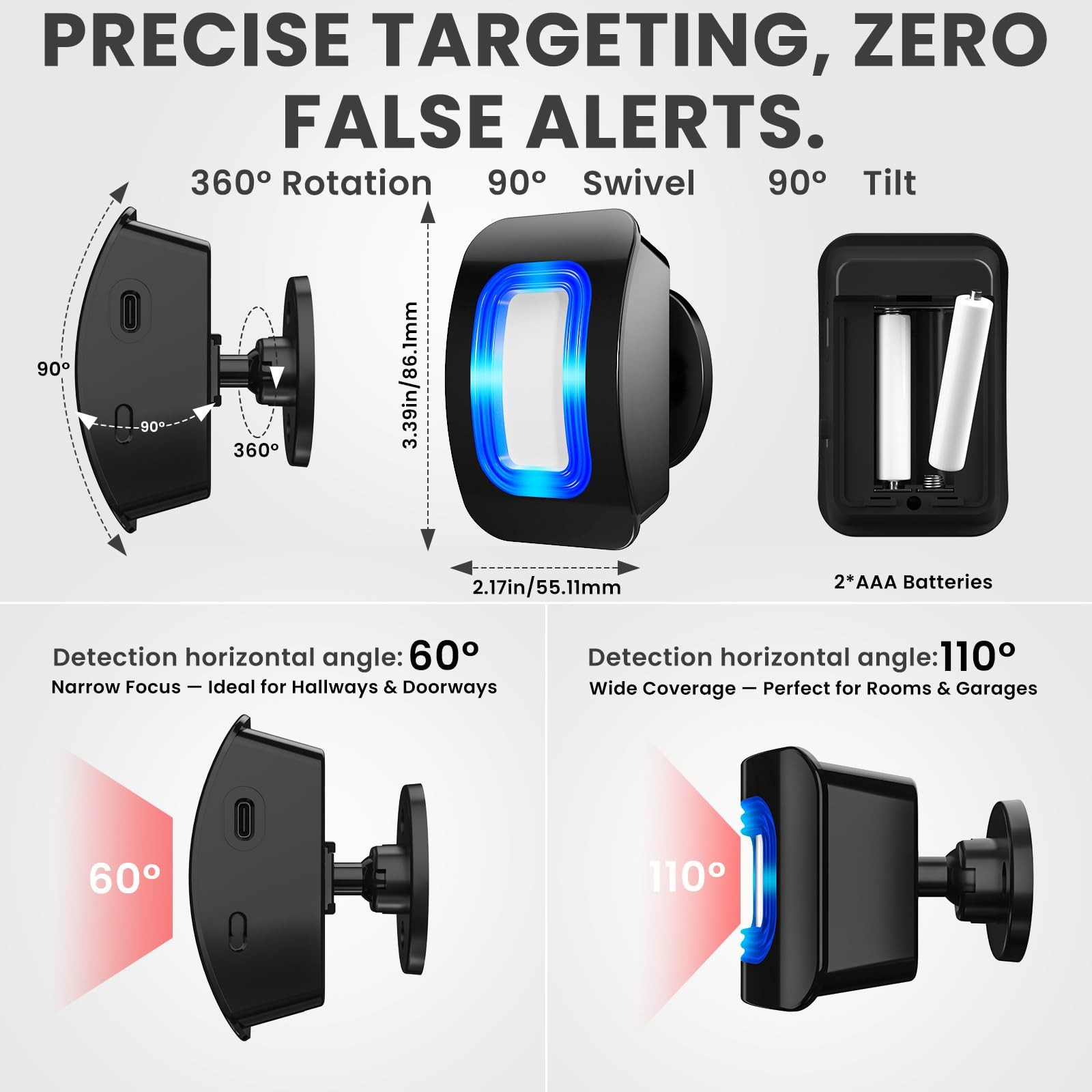 Wireless Motion Sensor LED Light – Motion Detector Alarm Chimes Door Sensor | 50