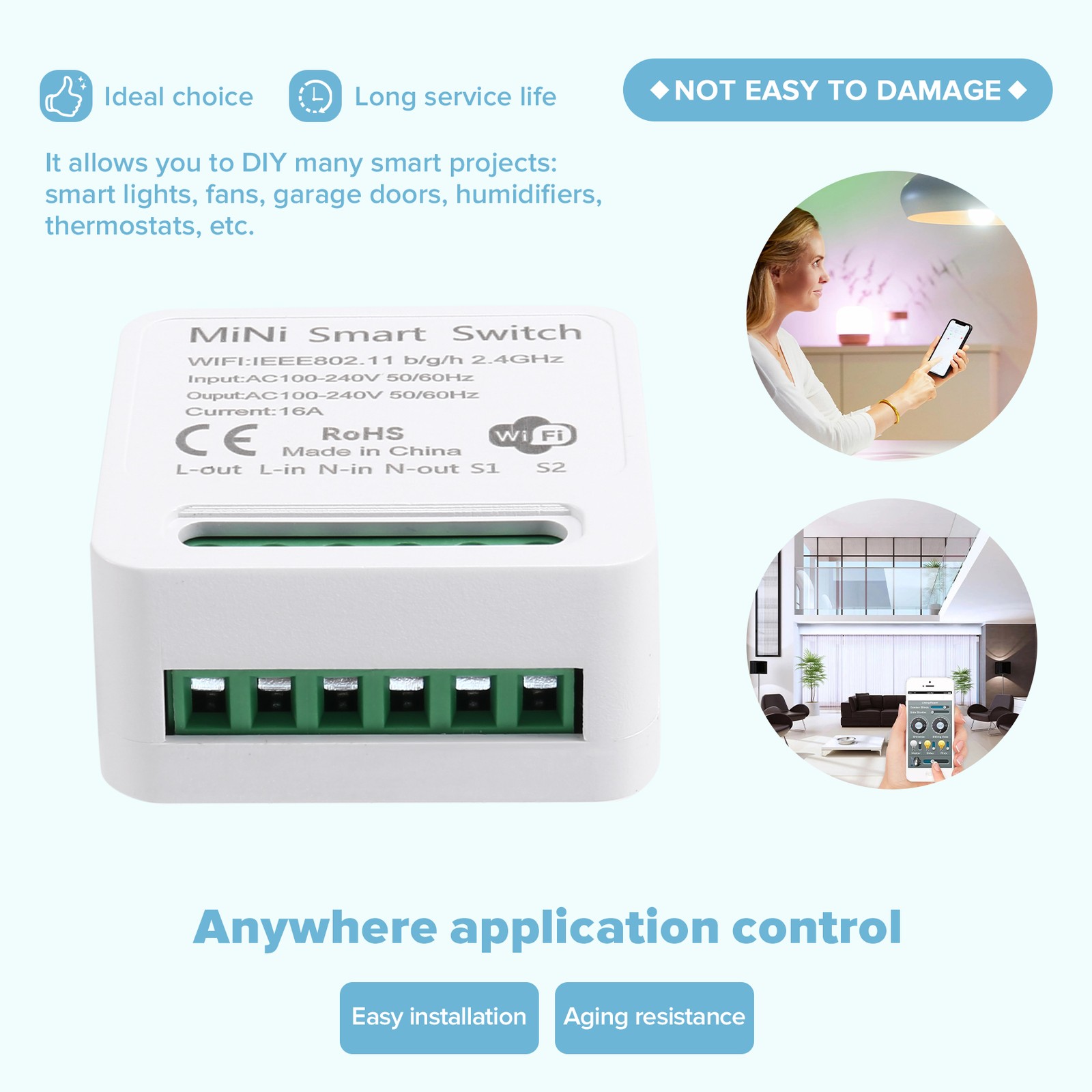 WiFi Relay , DIY Timer Light Module /Tuya Application, Remote Control F3Z1